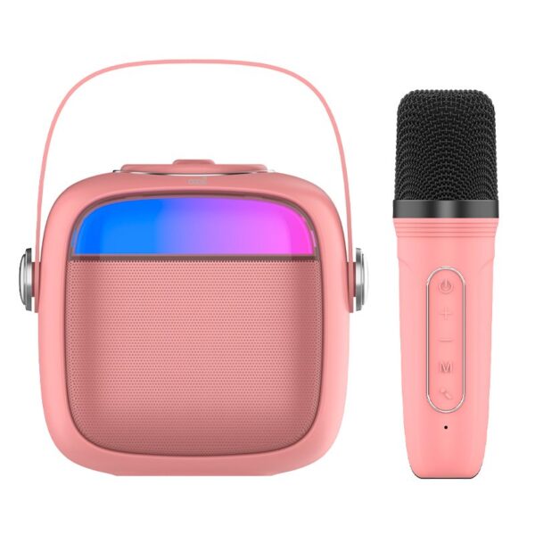 Alto-falante musical Bluetooth universal 6W COOL Mini Karaokê + Microfone Rosa