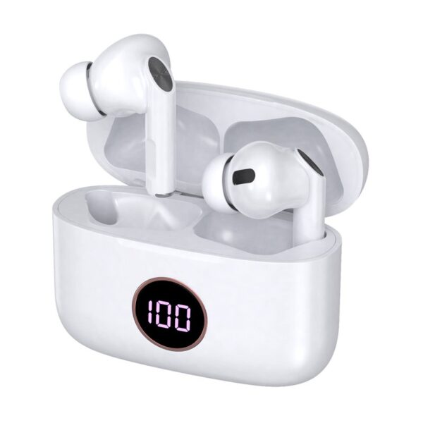 Auscultadores estéreo Bluetooth Dual Pod Lcd Fone de ouvido COOL AIR PRO branco