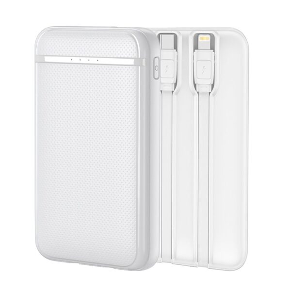 Bateria Externa Power Bank 5000 mAh COOL (2 Cabos: TYPE C / Lightning) Branco
