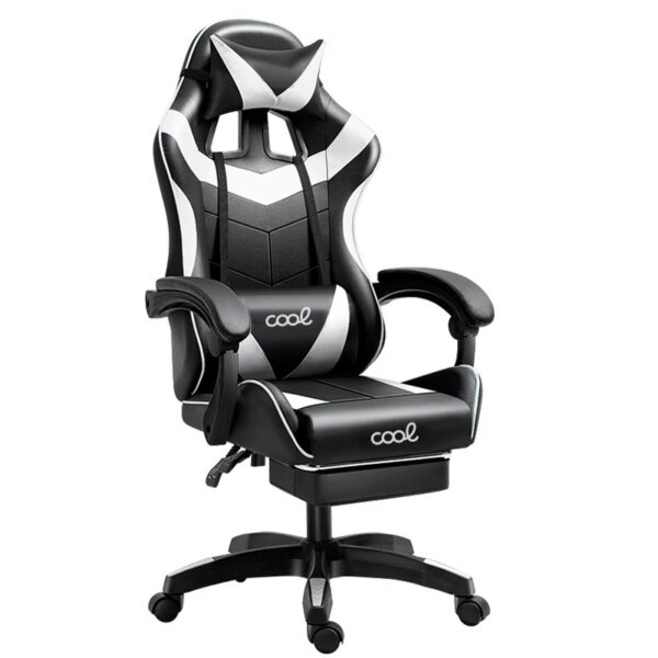 Cadeira Gaming Premium COOL Rest Preto-Branco (Apoio pes)