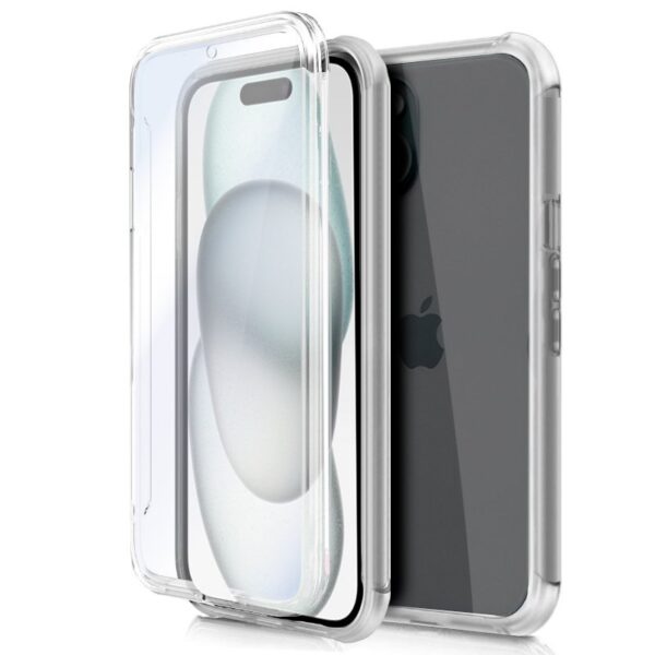 Capa COOL de Silicone 3D para iPhone 15 (frente e verso transparentes)