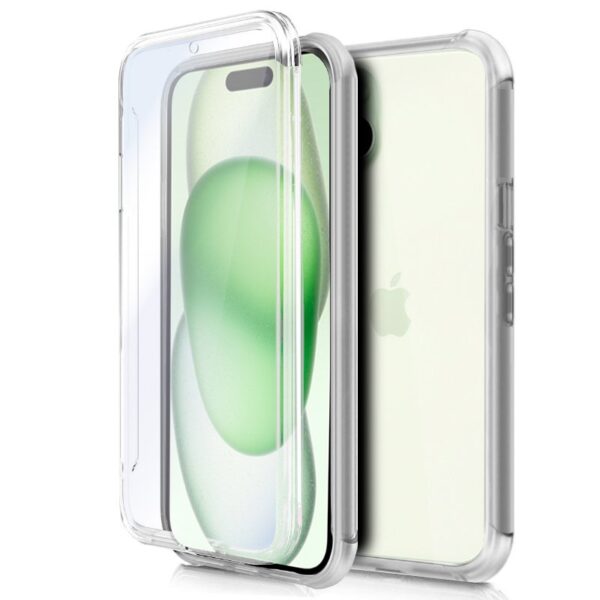 Capa COOL de Silicone 3D para iPhone 15 Plus (frente e verso transparentes)