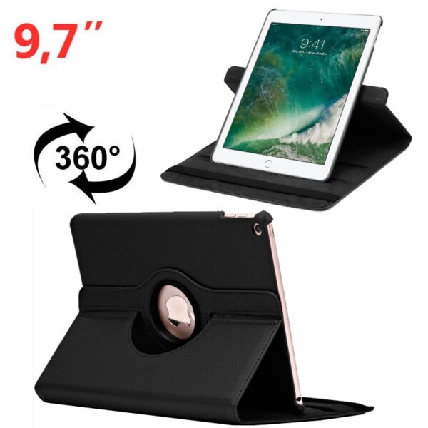 Capa COOL para iPad Air / Air 2 / Pro 9.7 / iPad 2017 / iPad 2018 9.7 poleg. Rotativa Couro Sintético Preto