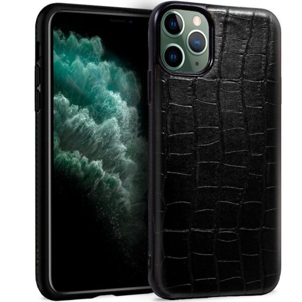 Capa COOL para iPhone 11 Pro Max Leather Crocodile Preto