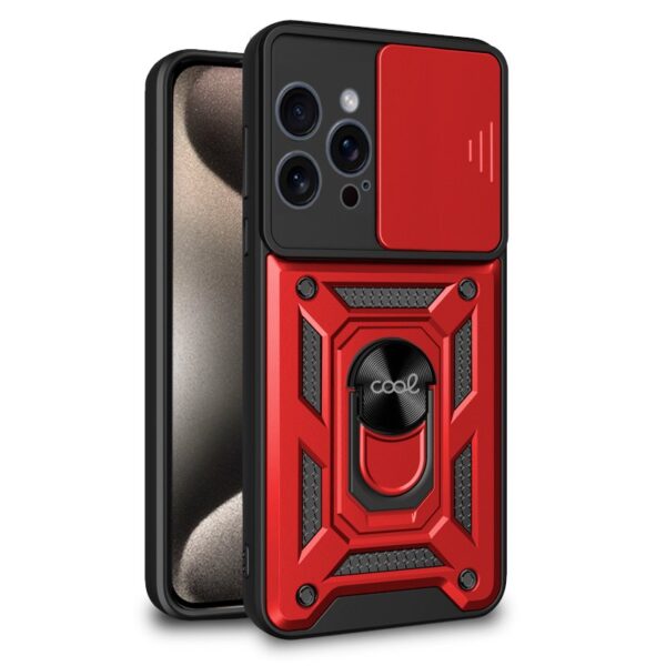 Capa COOL para iPhone 15 Pro Max Hard Ring Vermelho
