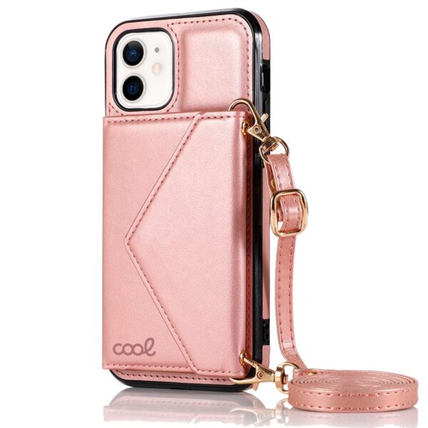 Capa COOL para iPhone 12 Mini Pingente Carteira Rosa