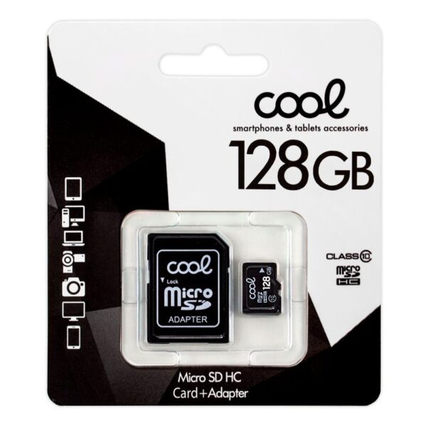 Cartão de Memória Micro SD com Adaptador x128 GB COOL (Classe 10)