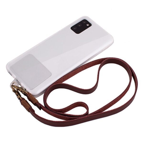 Cordão suspenso universal COOL em couro com cartão de smartphone Marrom