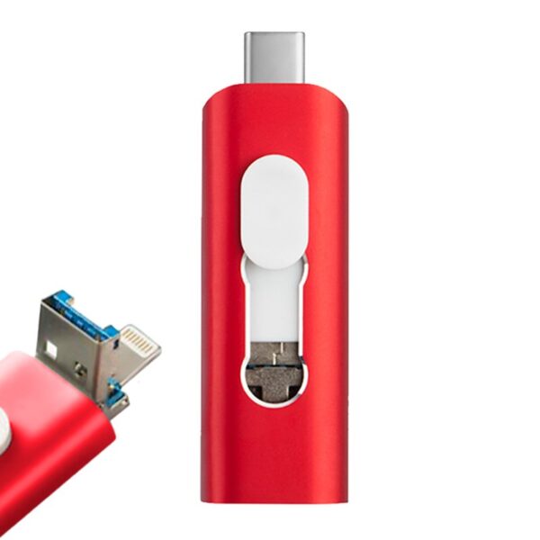 Pen Drive USB x32 GB COOL (3 em 1) Lightning / Type-C / USB Vermelho