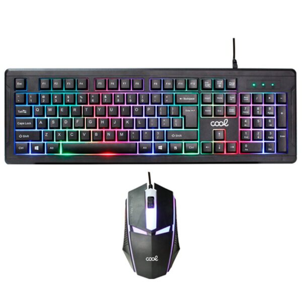 Teclado espanhol Cabo USB Kit para PC Teclado gaming + rato (iluminação) COOL Flórida